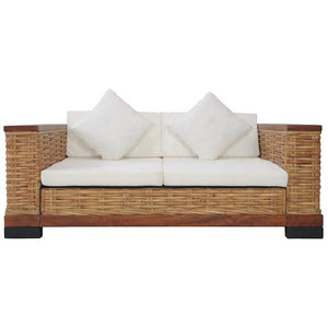 vidaXL 2-Piece Sofa Set with Cushions Brown Natural Rattan
