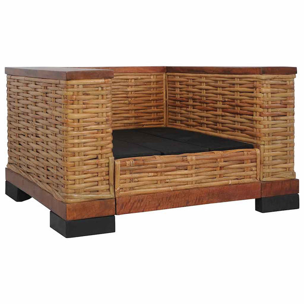 vidaXL 2-Piece Sofa Set with Cushions Brown Natural Rattan