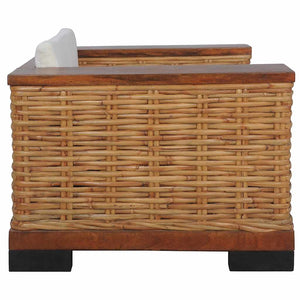 vidaXL 2-Piece Sofa Set with Cushions Brown Natural Rattan