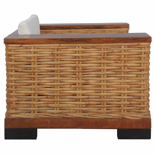 vidaXL 2-Piece Sofa Set with Cushions Brown Natural Rattan