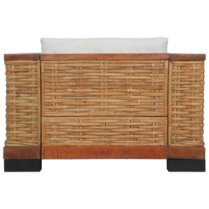 vidaXL 2-Piece Sofa Set with Cushions Brown Natural Rattan