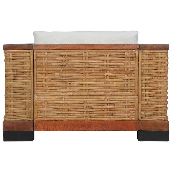 vidaXL 2-Piece Sofa Set with Cushions Brown Natural Rattan