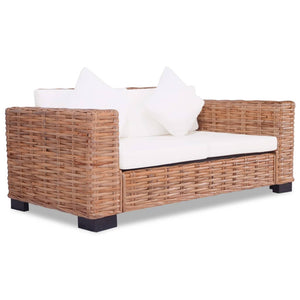 vidaXL 2-Piece Sofa Set with Cushions Natural Rattan