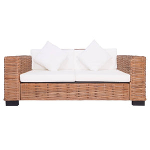 vidaXL 2-Piece Sofa Set with Cushions Natural Rattan