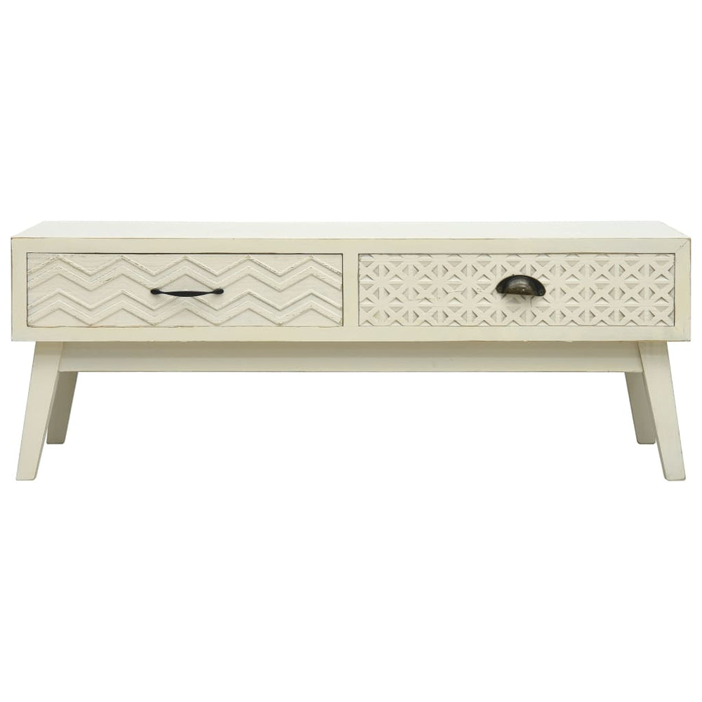 vidaXL Coffee Table with 2 Drawers Carved Grey 110x50x40 cm Wood
