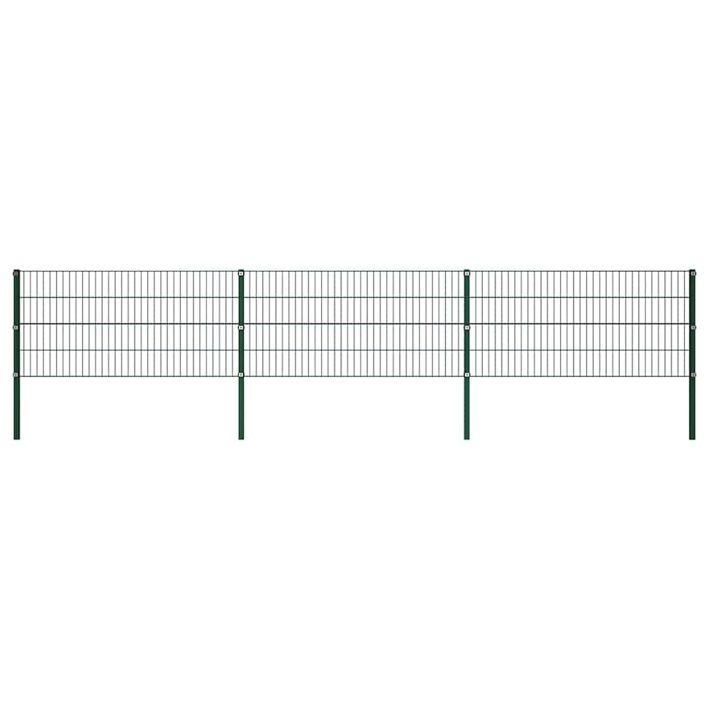 vidaXL Fence Panel with Posts Iron 522 x 80 cm Green