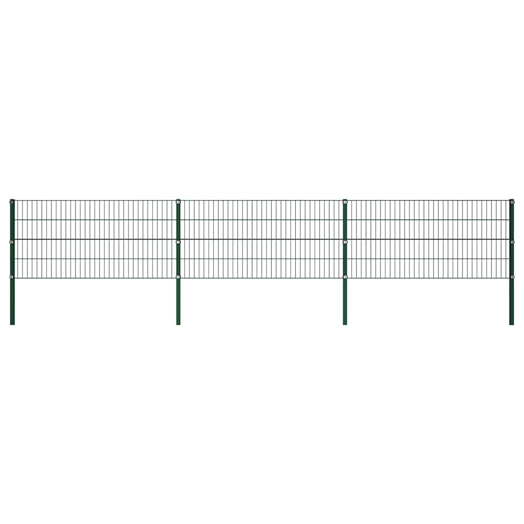 vidaXL Fence Panel with Posts Iron 522 x 80 cm Green
