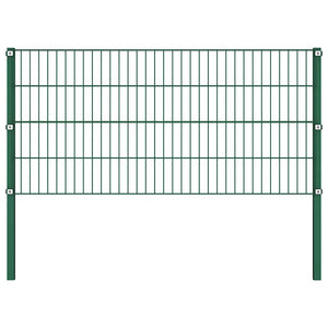 vidaXL Fence Panel with Posts Iron 522 x 80 cm Green