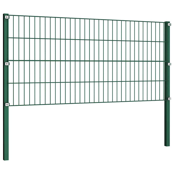 vidaXL Fence Panel with Posts Iron 522 x 80 cm Green