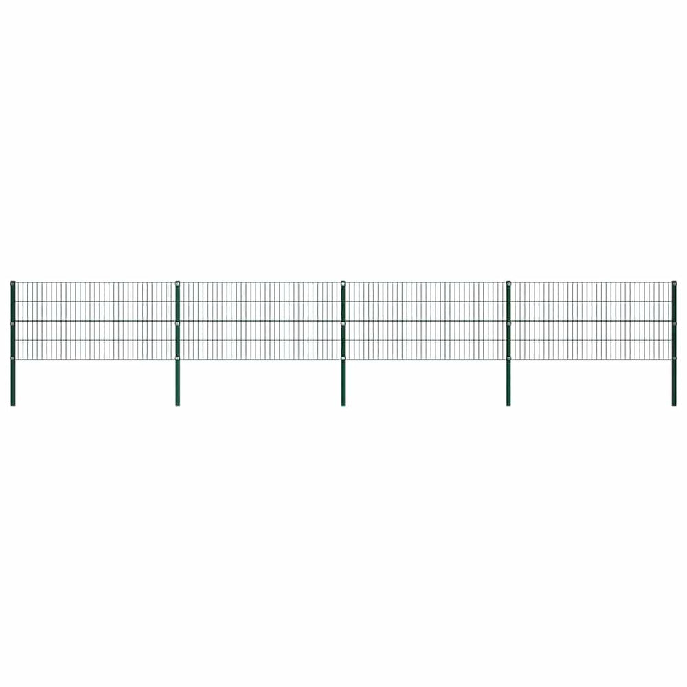 vidaXL Fence Panel with Posts Iron 694.5 x 80 cm Green