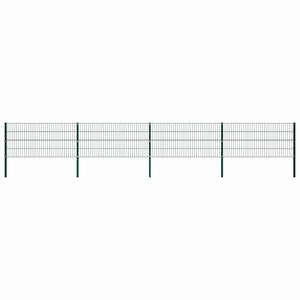 vidaXL Fence Panel with Posts Iron 694.5 x 80 cm Green