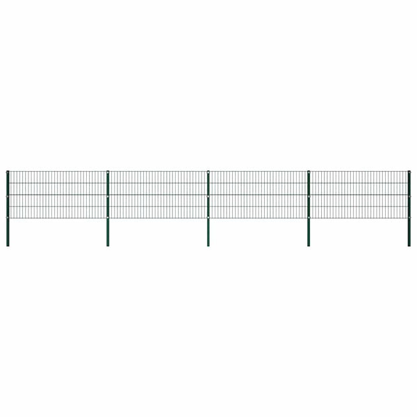 vidaXL Fence Panel with Posts Iron 694.5 x 80 cm Green