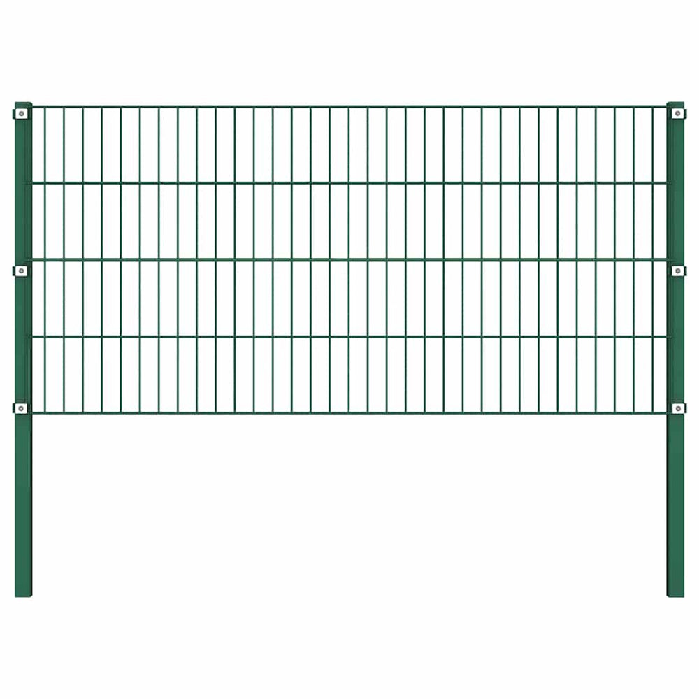 vidaXL Fence Panel with Posts Iron 694.5 x 80 cm Green
