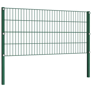 vidaXL Fence Panel with Posts Iron 694.5 x 80 cm Green