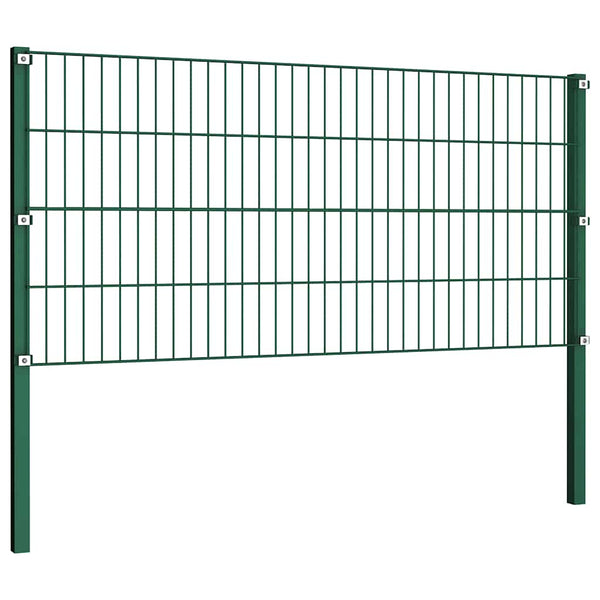 vidaXL Fence Panel with Posts Iron 694.5 x 80 cm Green