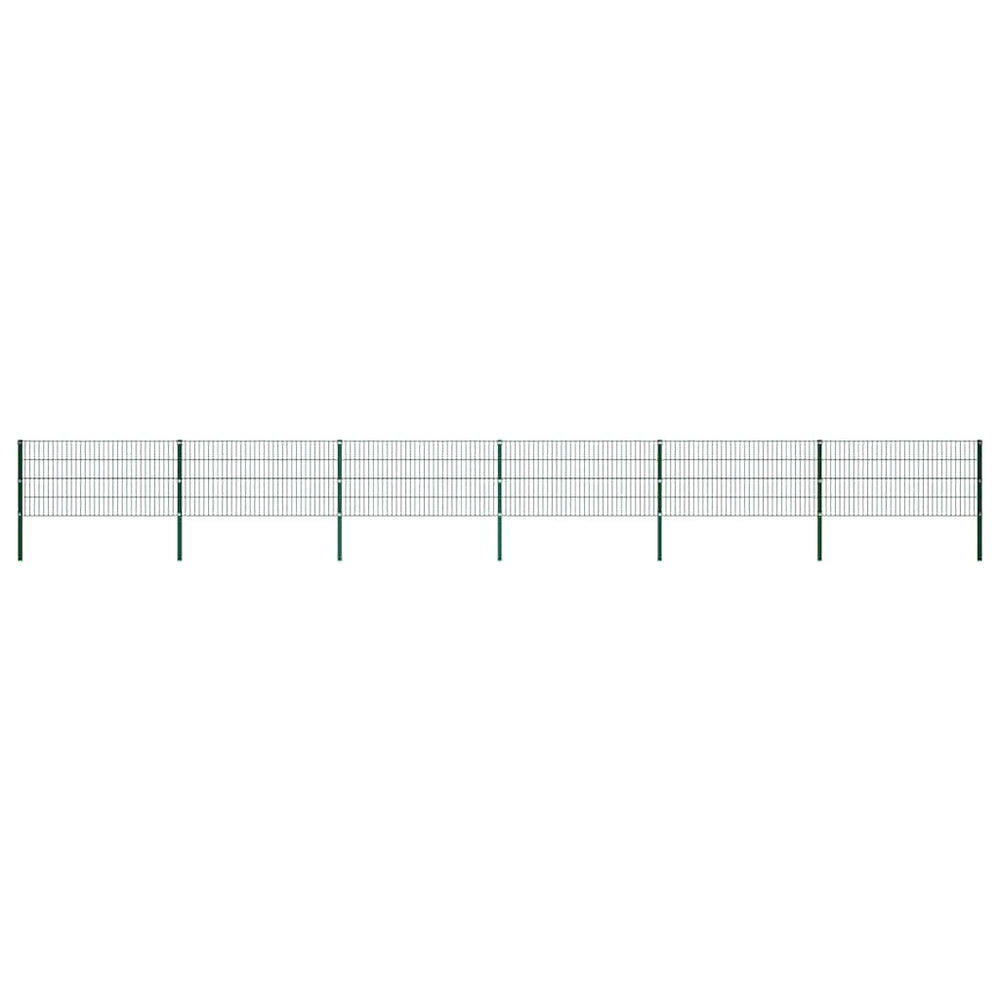 vidaXL Fence Panel with Posts Iron 1040 x 80 cm Green