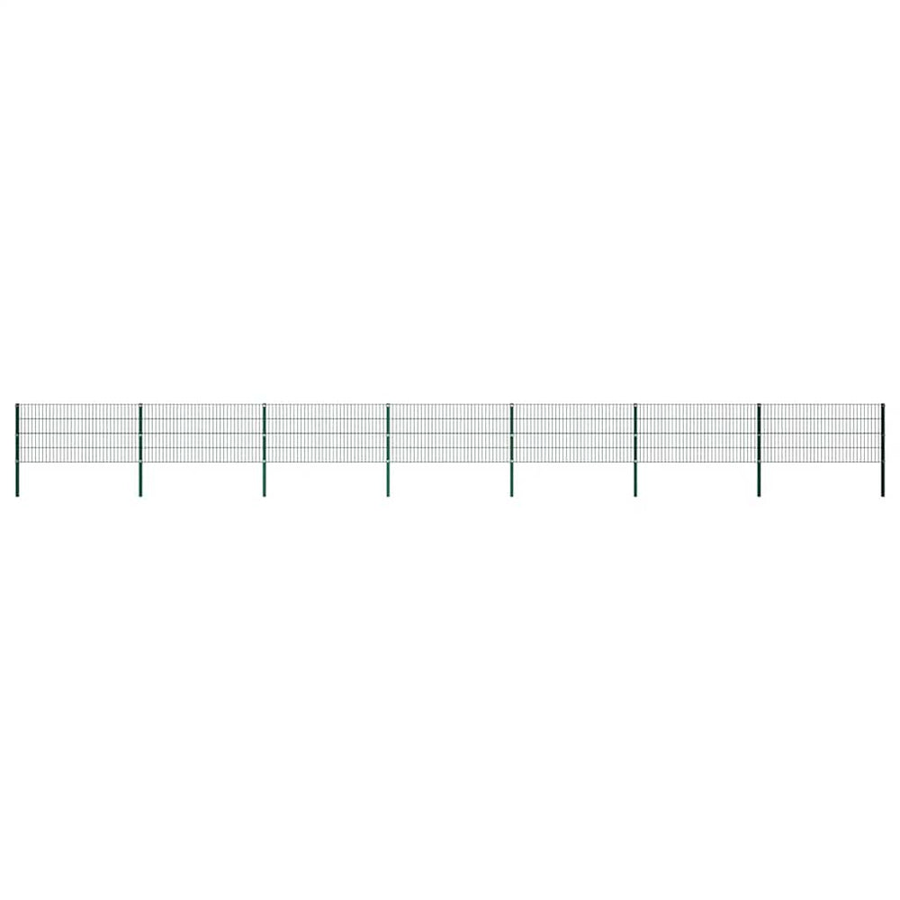 vidaXL Fence Panel with Posts Iron 1212 x 80 cm Green