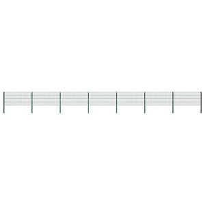 vidaXL Fence Panel with Posts Iron 1212 x 80 cm Green
