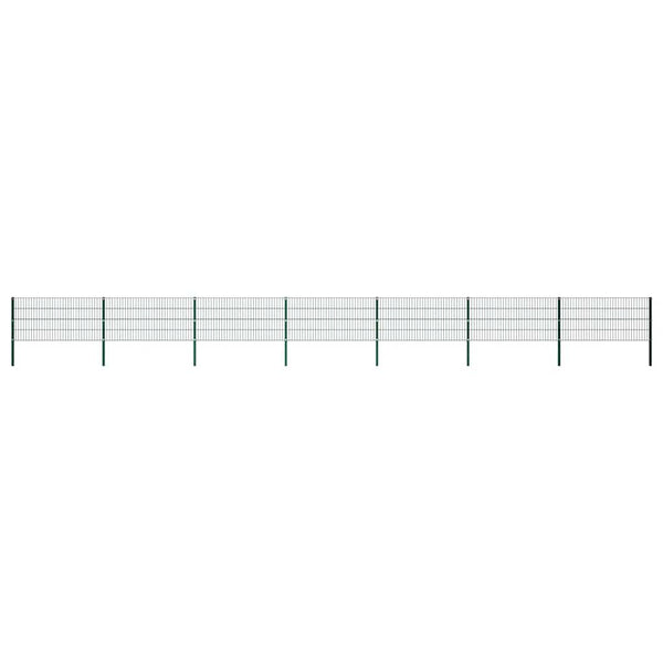vidaXL Fence Panel with Posts Iron 1212 x 80 cm Green