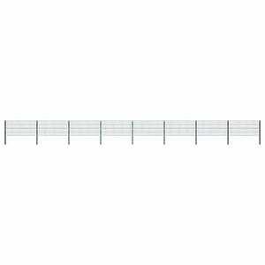 vidaXL Fence Panel with Posts Iron 1385 x 80 cm Green