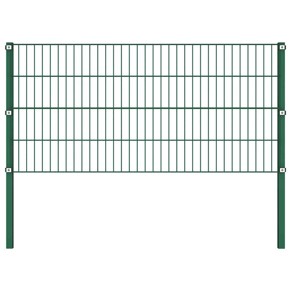 vidaXL Fence Panel with Posts Iron 1557.5 x 80 cm Green