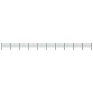vidaXL Fence Panel with Posts Iron 1730 x 80 cm Green