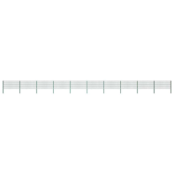 vidaXL Fence Panel with Posts Iron 1730 x 80 cm Green
