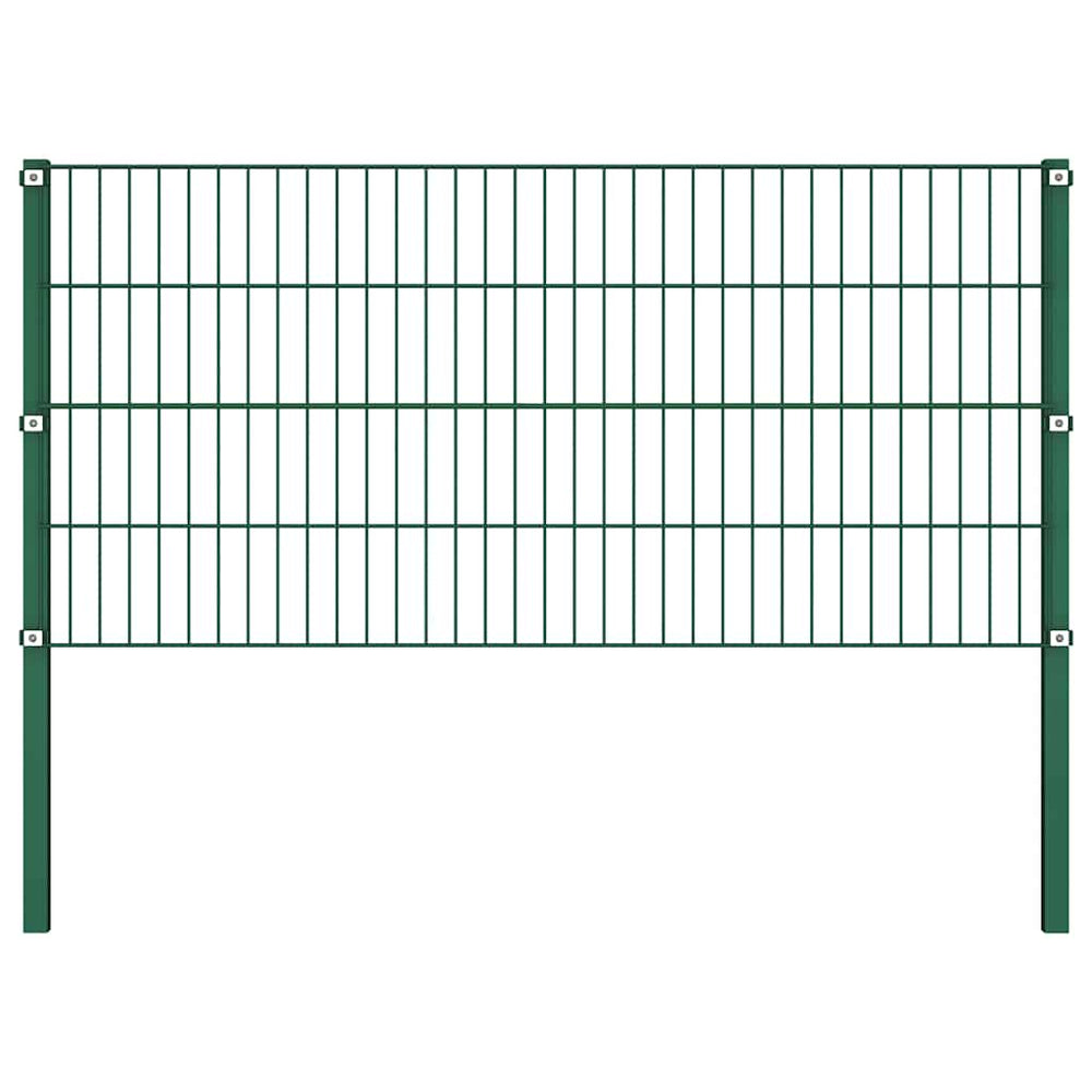 vidaXL Fence Panel with Posts Iron 1730 x 80 cm Green