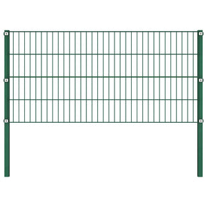 vidaXL Fence Panel with Posts Iron 1730 x 80 cm Green