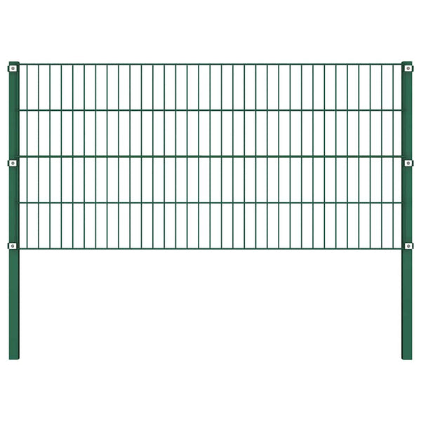 vidaXL Fence Panel with Posts Iron 1730 x 80 cm Green