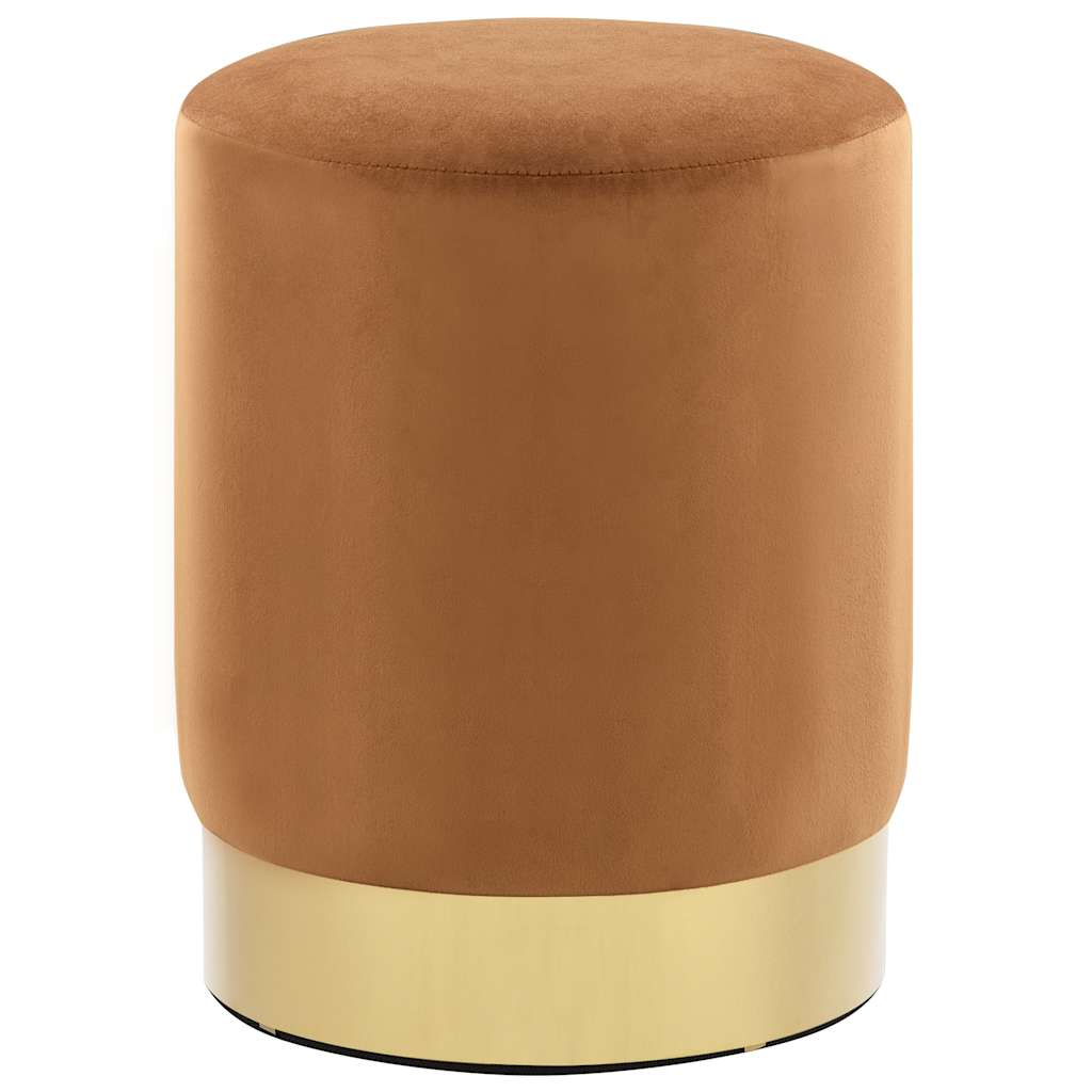 vidaXL Stool Brown and Gold Velvet 28 x 36 cm