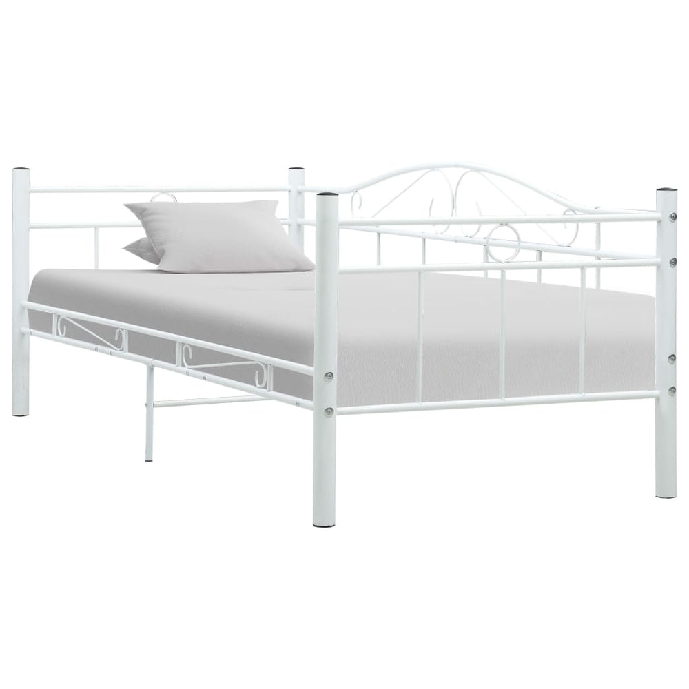vidaXL Day Bed Frame White Metal 90x200 cm