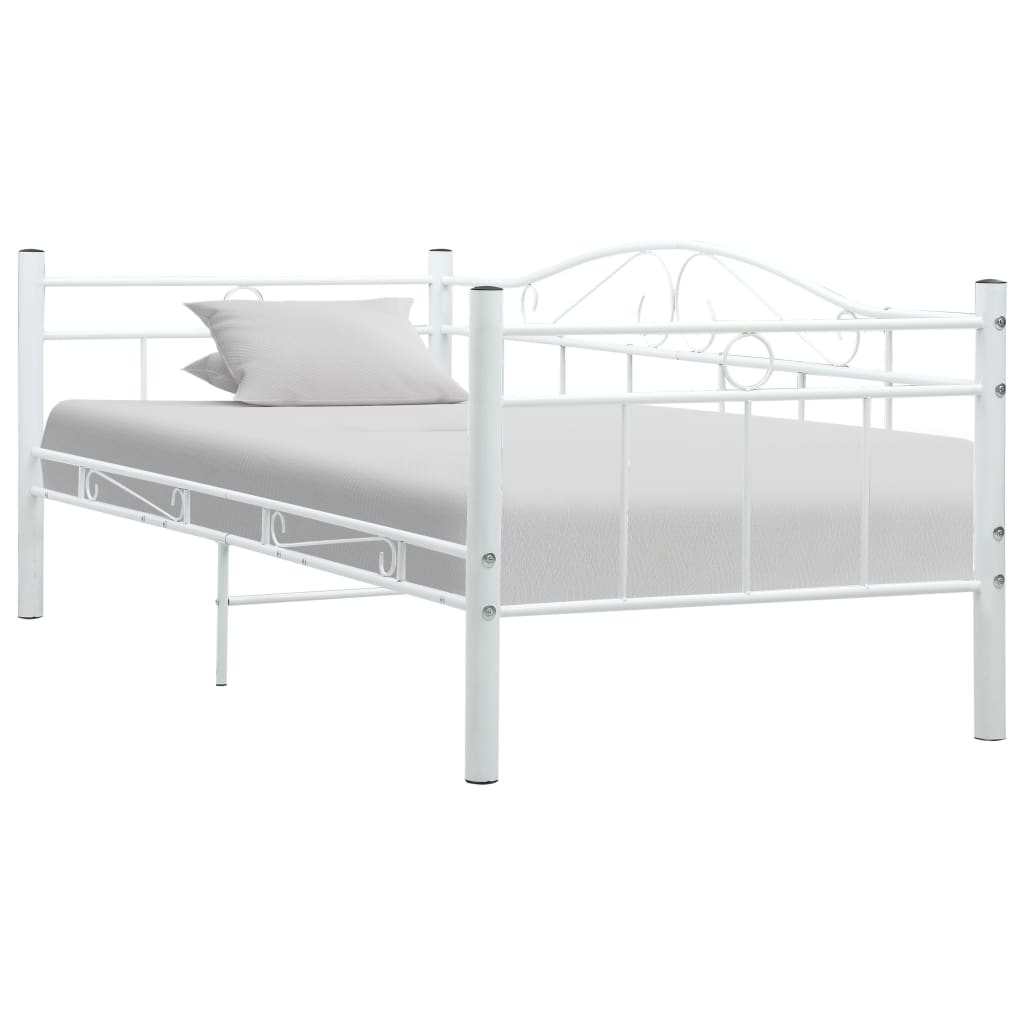 vidaXL Day Bed Frame White Metal 90x200 cm
