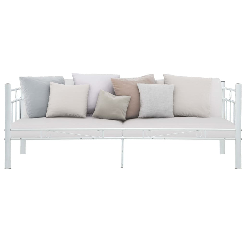 vidaXL Day Bed Frame White Metal 90x200 cm
