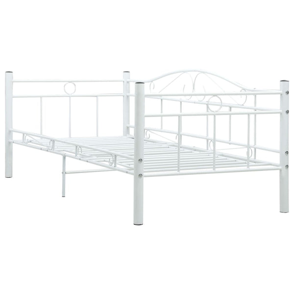 vidaXL Day Bed Frame White Metal 90x200 cm