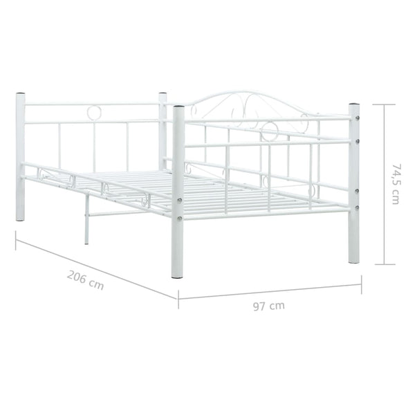 vidaXL Day Bed Frame White Metal 90x200 cm