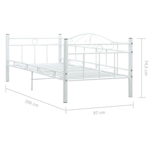 vidaXL Day Bed Frame White Metal 90x200 cm