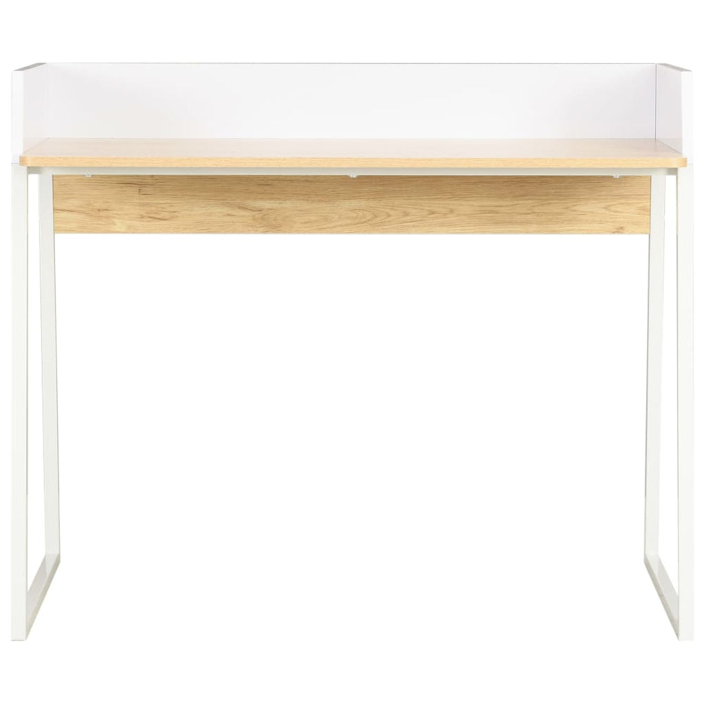 vidaXL Desk White and Oak 90x60x88 cm
