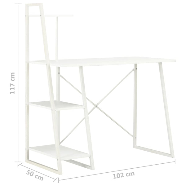 vidaXL Desk with Shelf Unit White 102x50x117 cm