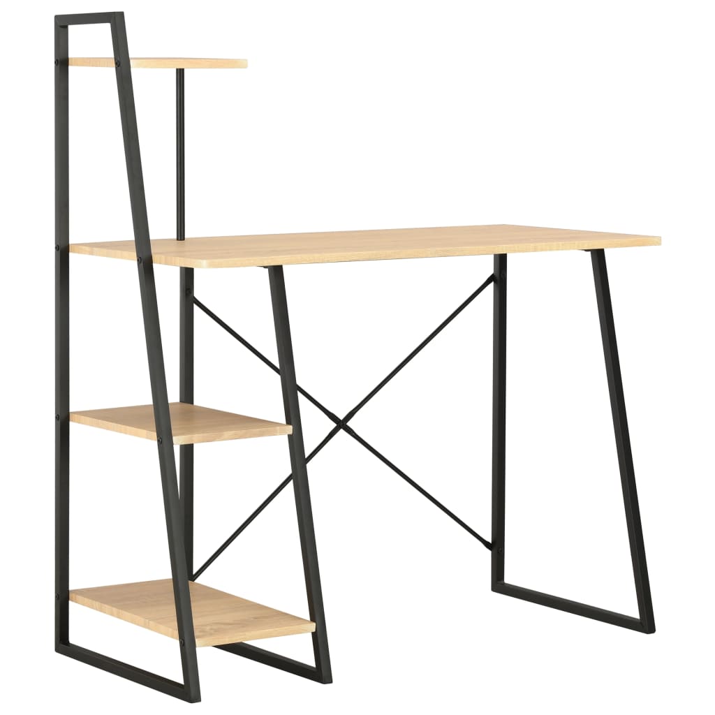 vidaXL Desk with Shelf Unit Black and Oak 102×50×117 cm
