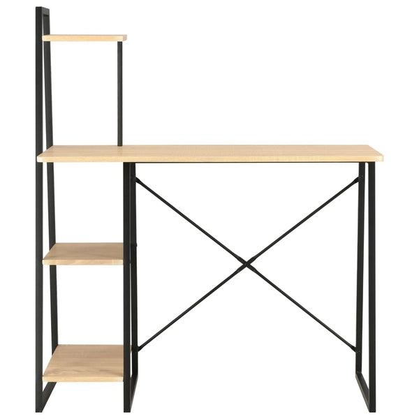 vidaXL Desk with Shelf Unit Black and Oak 102×50×117 cm