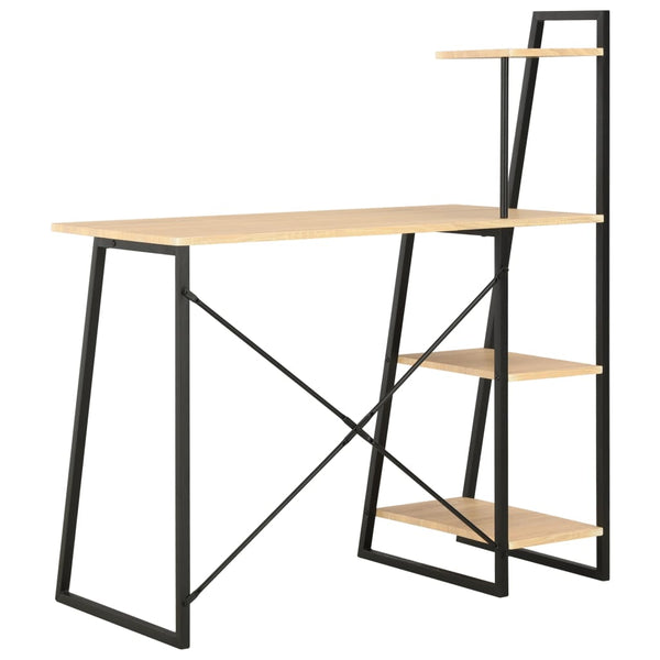 vidaXL Desk with Shelf Unit Black and Oak 102×50×117 cm