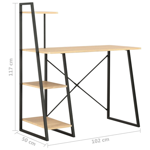 vidaXL Desk with Shelf Unit Black and Oak 102×50×117 cm