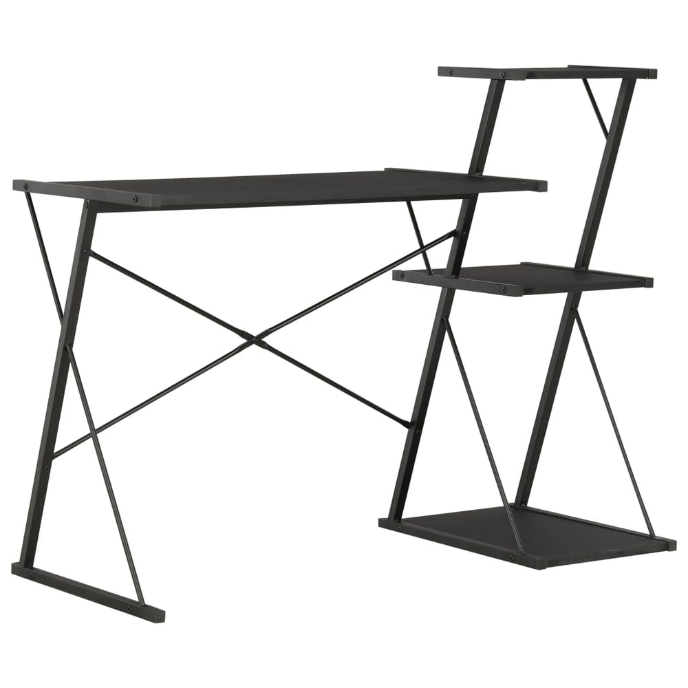 vidaXL Desk with Shelves Black 116x50x93 cm