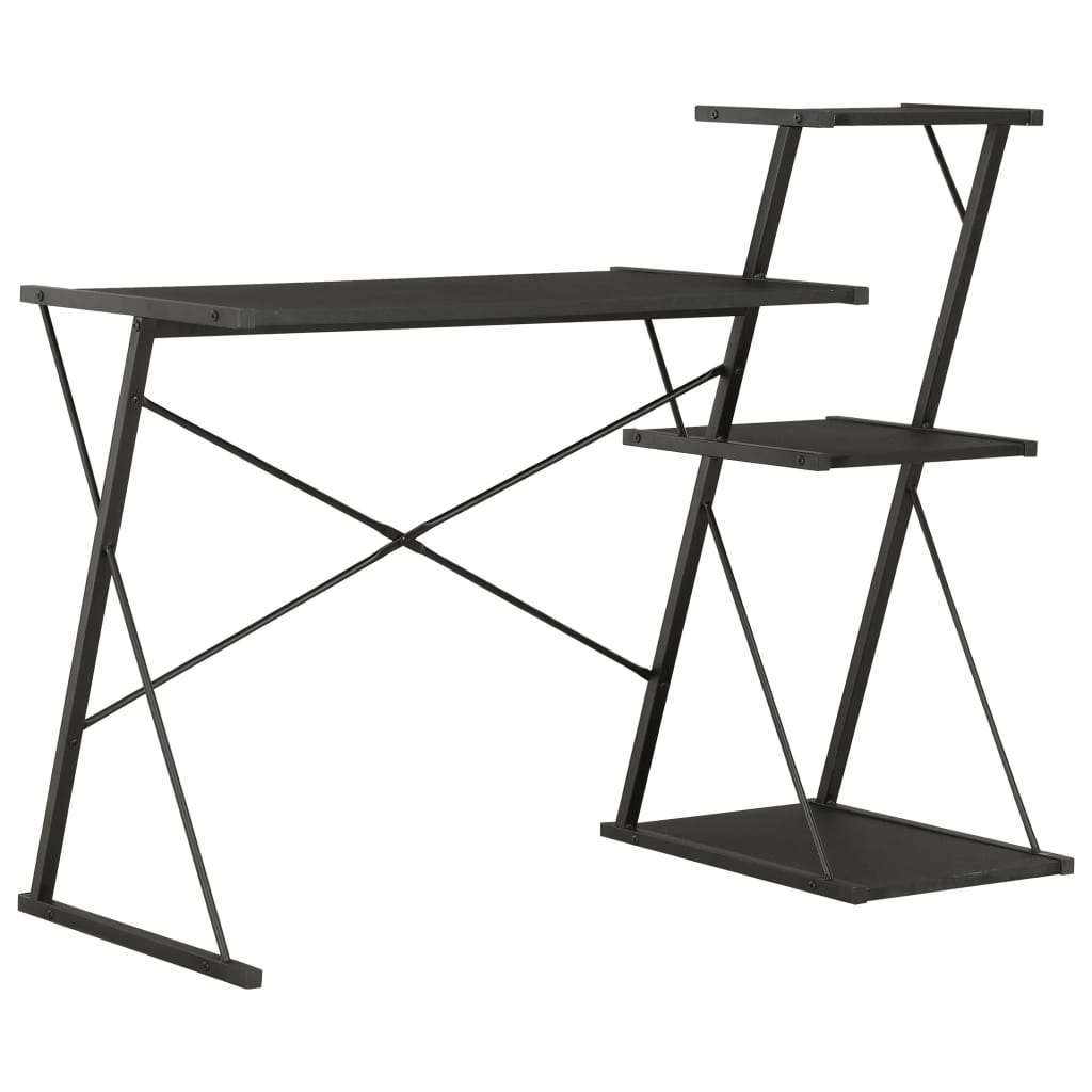 vidaXL Desk with Shelves Black 116x50x93 cm