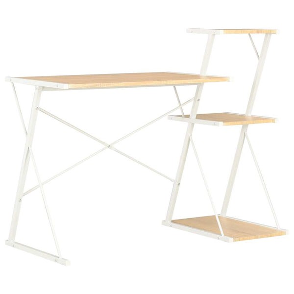 vidaXL Desk with Shelves White and Oak 116x50x93 cm