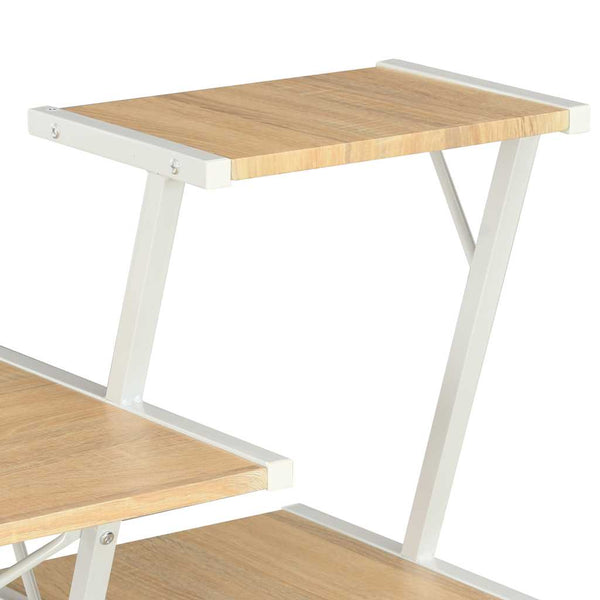 vidaXL Desk with Shelves White and Oak 116x50x93 cm