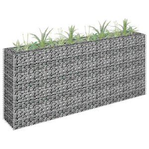 vidaXL Galvanized Steel Raised Gabion Planter 180×30×90 cm