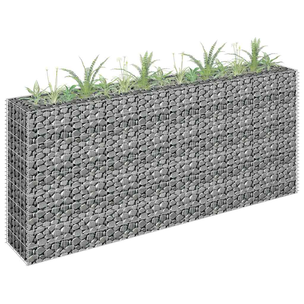 vidaXL Galvanized Steel Raised Gabion Planter 180×30×90 cm