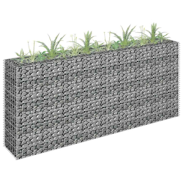 vidaXL Galvanized Steel Raised Gabion Planter 180×30×90 cm